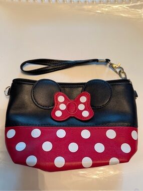 Disney Black and Red Minnie Polka Dot Wristlet Clutch
